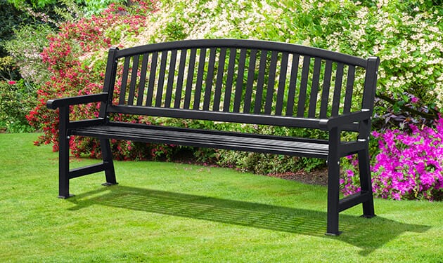 Black wrought iron discount bench