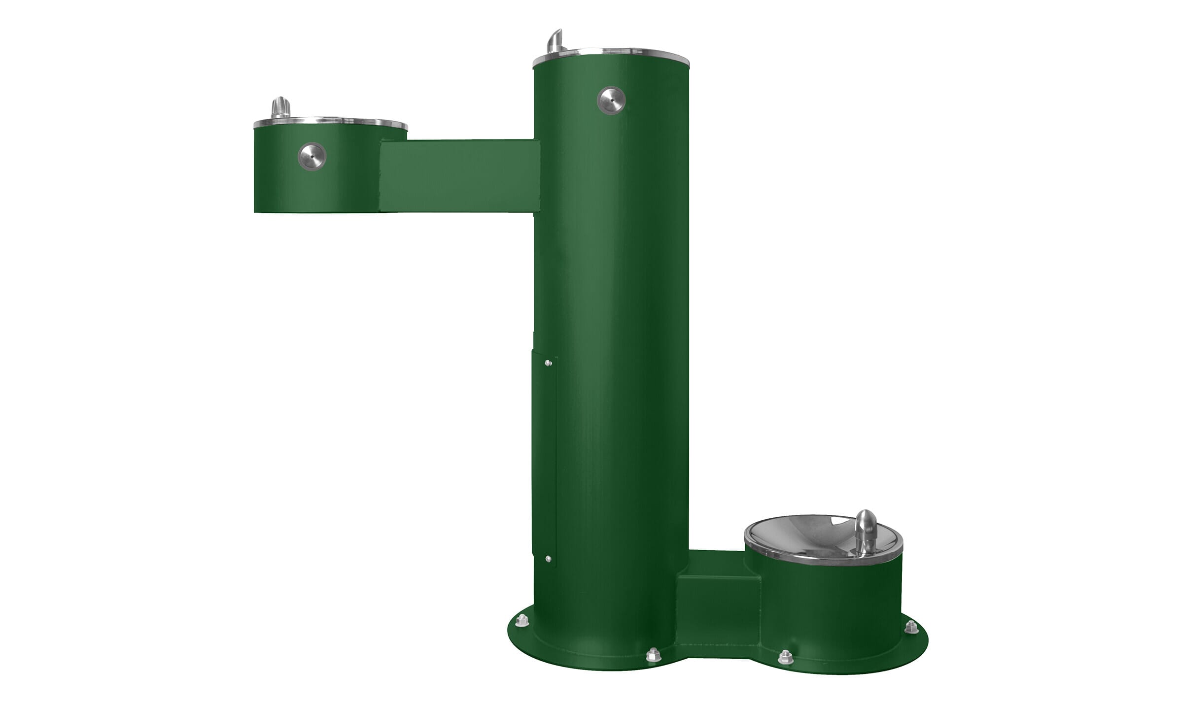 Outdoor Drinking Fountain w/ ADA Drinking Fountain & Pet Bowl/ Green