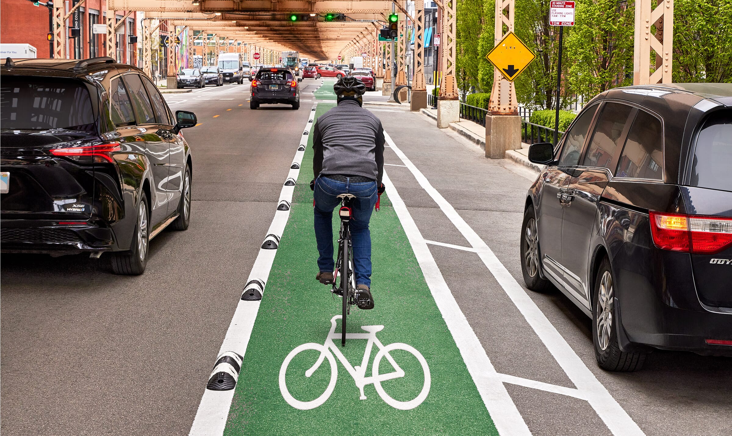 Bike Lanes New To Road Biking 3'' High Bike Lane Delineators