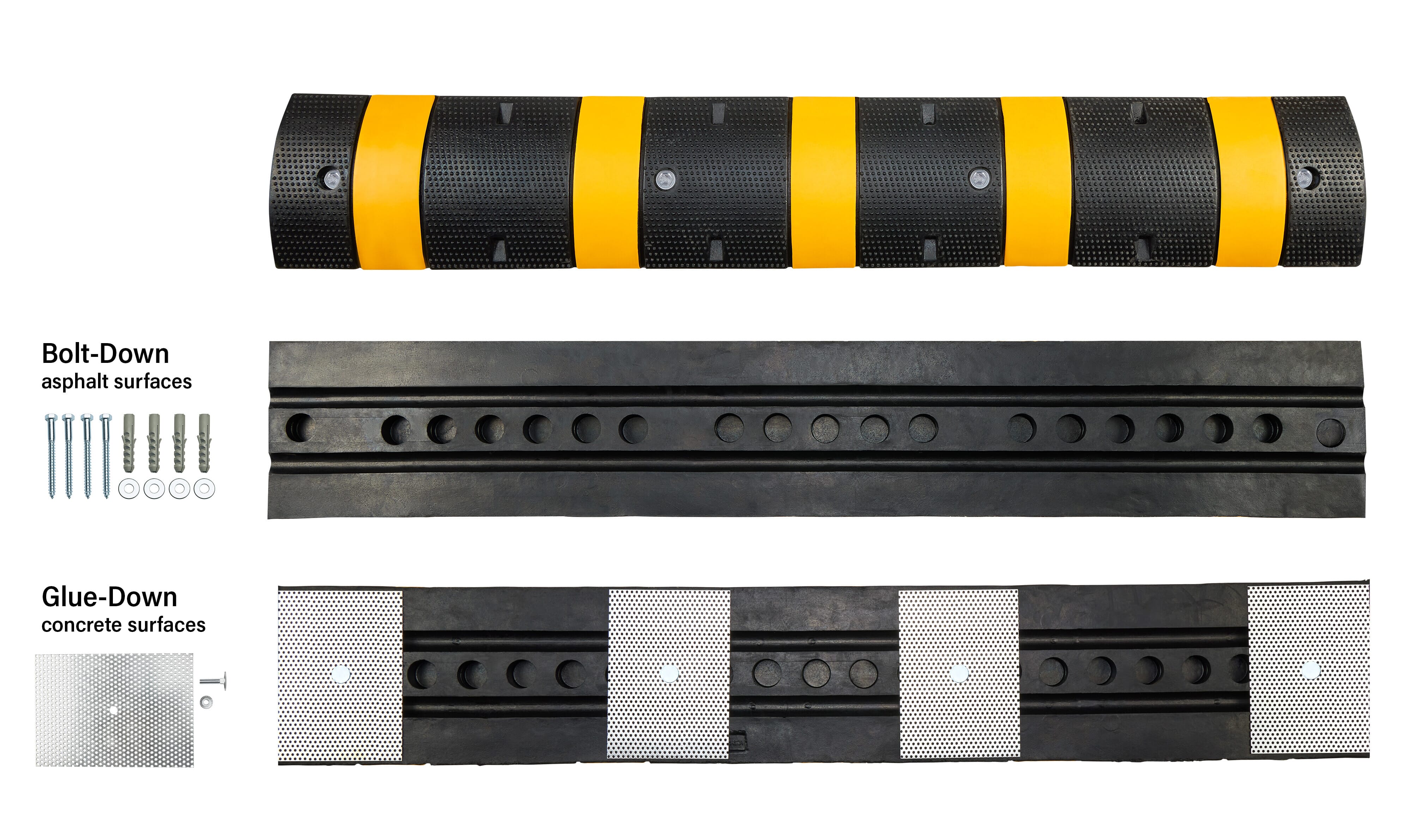Safety-Striped Speed Bump, Section - - TreeTop Products