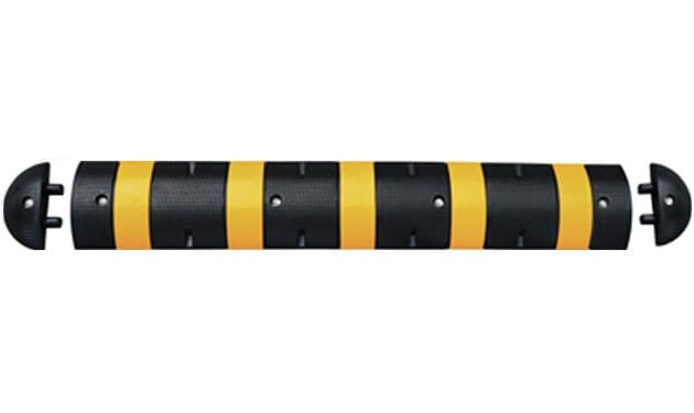 Safety-Striped Big Bump Speed Bump 06JB1502 - Recycled Rubber 