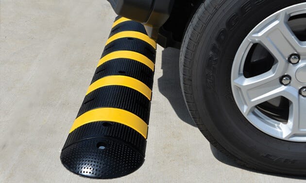 Safety-Striped Big Bump Speed Bump 06JB1502 - Recycled Rubber 