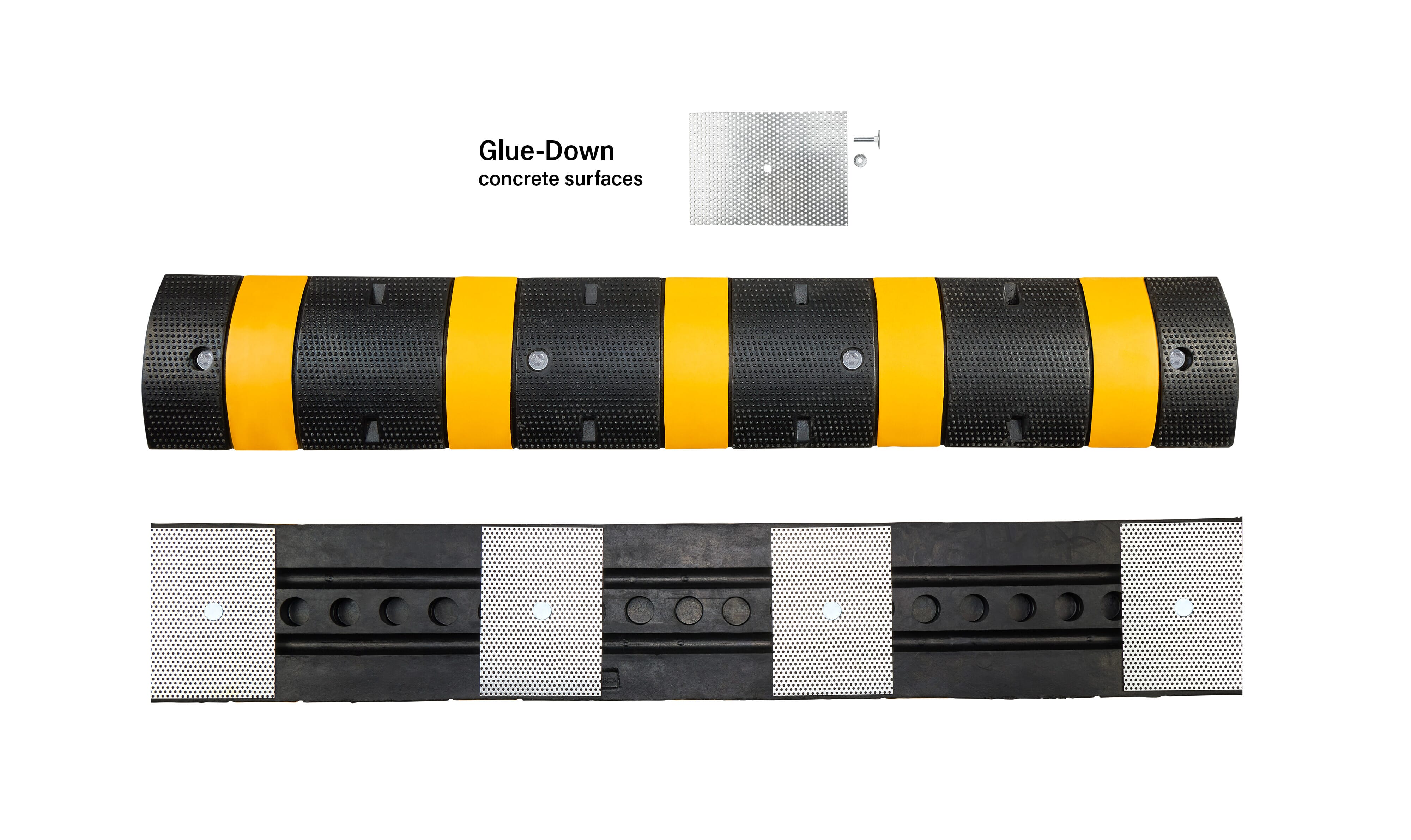 Glue-Down Safety-Striped Speed Bump Section - Recycled
