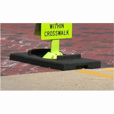 Double-Sided Pedestrian Crosswalk Sign - Portable Rubber Base