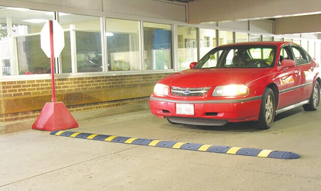 Glue-Down Safety-Striped Speed Bump Section - Recycled