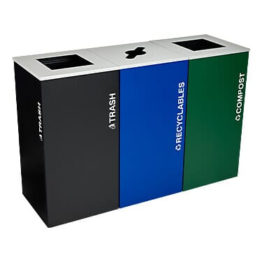 BrightStream 3-Stream Indoor Trash and Recycling Receptacles