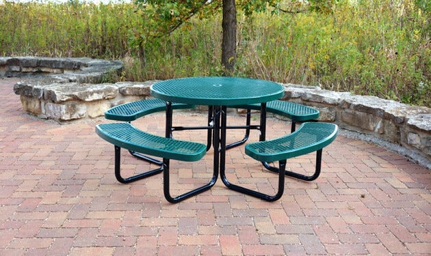 Round garden picnic discount table