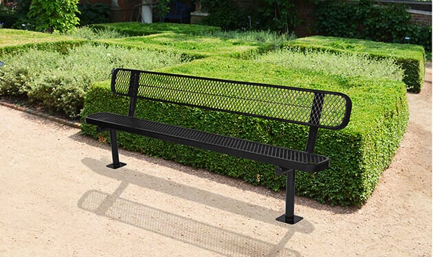 Green metal 2024 outdoor bench