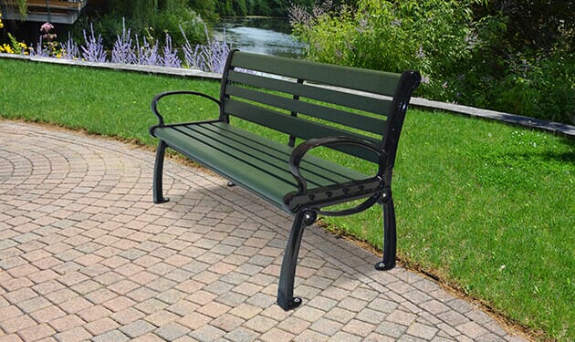 Green outdoor bench hot sale