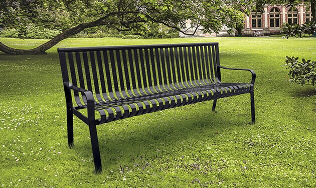 Black metal park online bench