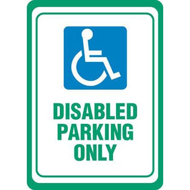 ADA Symbol, Disabled Parking Only - White Sign