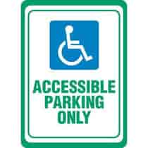 Accessible Symbol, Accessible Parking Only - White Sign