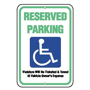 Accessible Symbol, Reserved Parking Sign