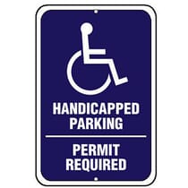 ADA Symbol, Handicapped Parking Permit Required Sign
