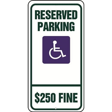 ADA Symbol, Reserved Parking Fine Sign