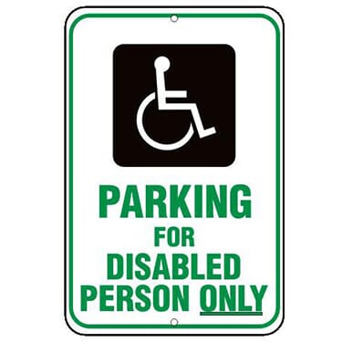 ADA Symbol, Parking for Disabled Person Only Sign