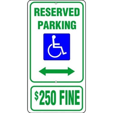 ADA Symbol, Reserved Parking Double Arrow Fine Sign