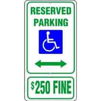 ADA Symbol, Reserved Parking Double Arrow Fine Sign