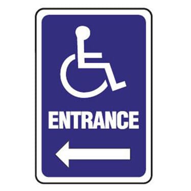 ADA Symbol, Entrance w / Left Arrow Sign
