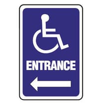 ADA Symbol, Entrance w / Left Arrow Sign
