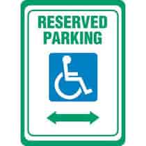 Accessible Symbol, Reserved Parking w/ Double Arrow Sign