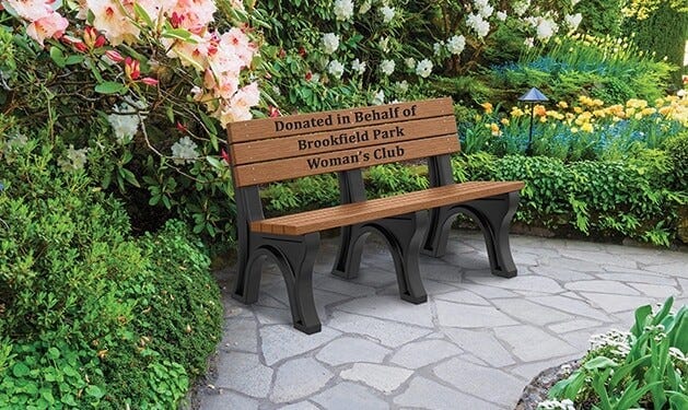 Outdoor wooden 2025 memorial benches