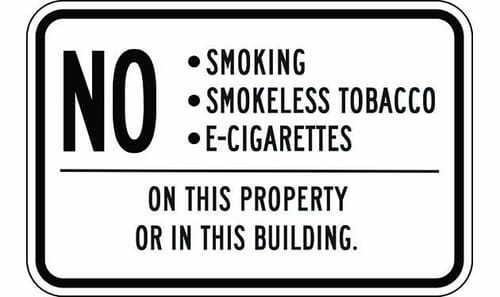 No Smoking Smokeless Tobacco E-Cigarettes On This Property No Smoking Smokeless Tobacco E-Cigarettes On This Property