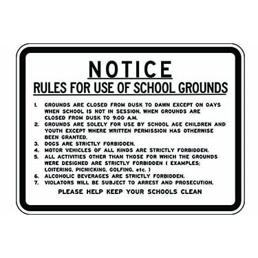 Notice Rules For Use Of School Grounds