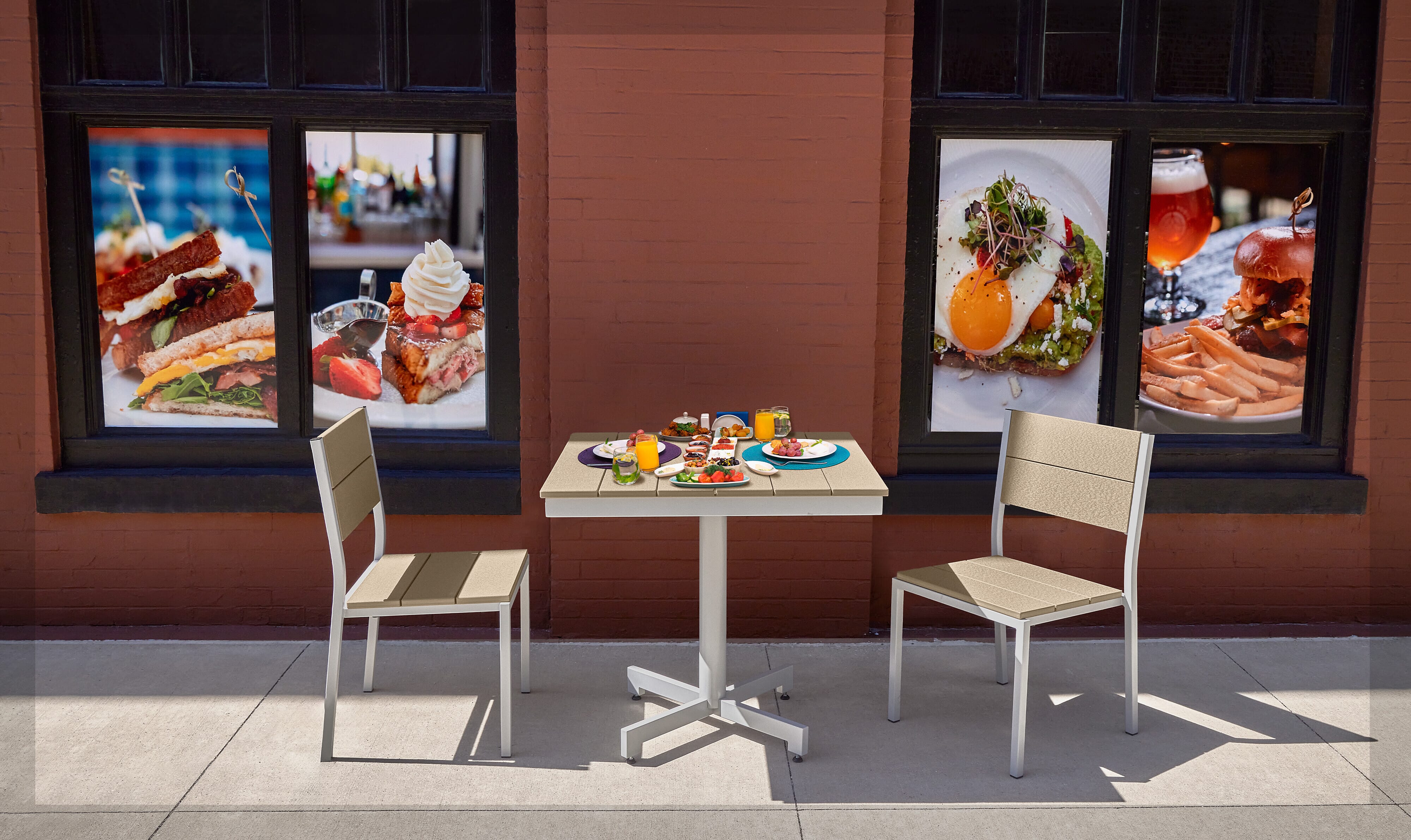 Oakton 3piece Patio Café Sets Pedestal Table PAT131 Barco Products