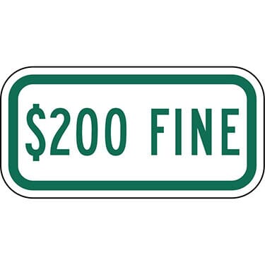 $200 Fine Sign/ 12" x 6"/ Reflective Aluminum Sign