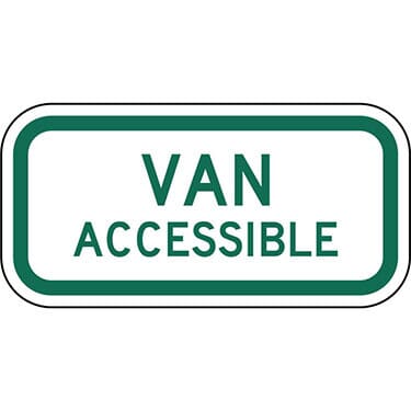 Van Accessible - White Sign/ 12" x 6"/ Reflective Aluminum