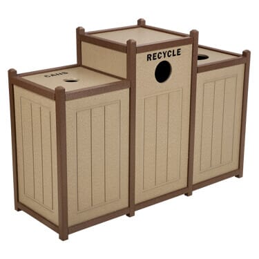 Two-Tone Panel Design Recycling Containers - Triple Units