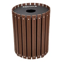 Round Slatted Recyclers - Wood Grain Naturals