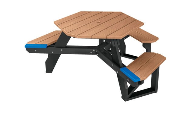 Hex Wheelchair Accessible Table - Wood Grain Naturals
