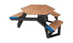 Recycled Plastic Wheelchair Accessible Hex Table - Premium Wood Grain