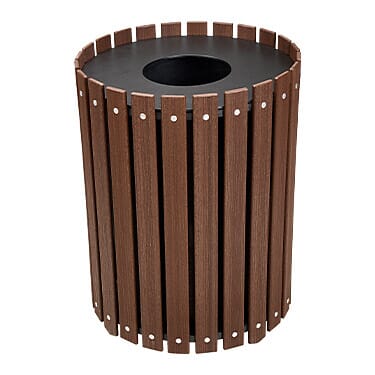 Round Slat Design Receptacle - Wood Grain Naturals