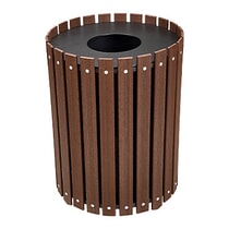 Round Slat Design Receptacle - Wood Grain Naturals