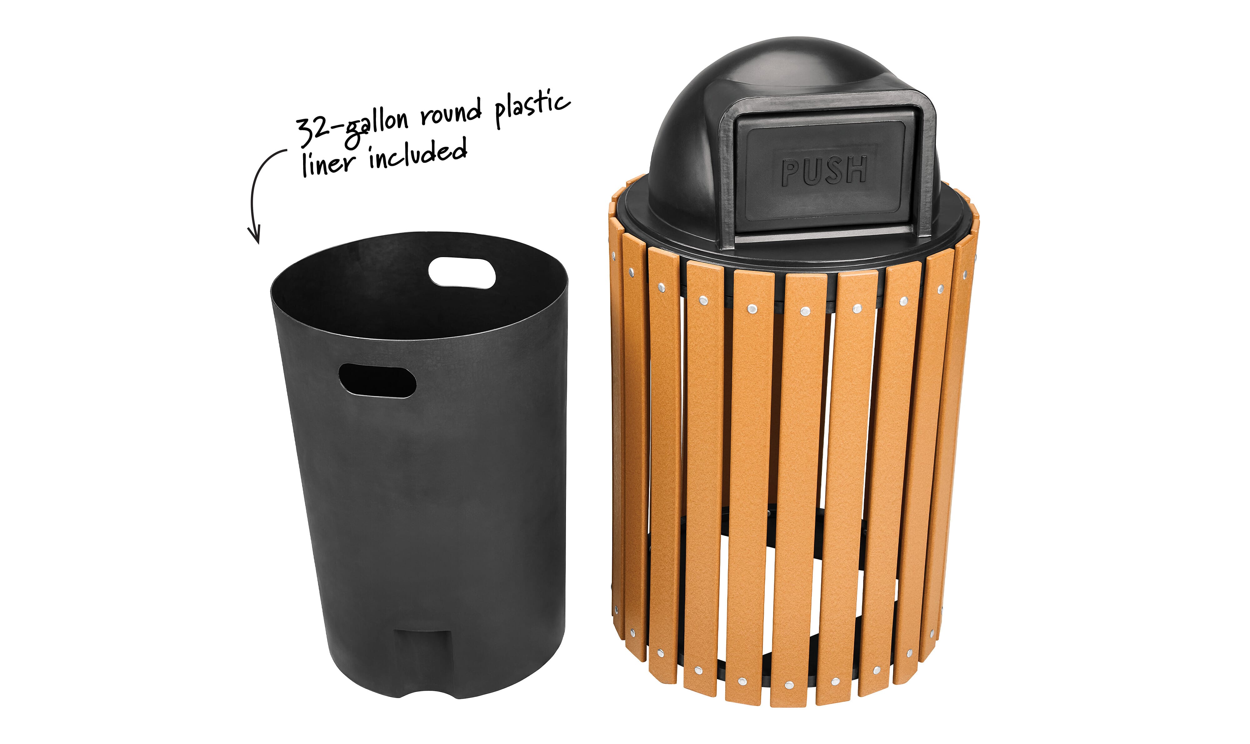 Recycled Plastic Round Receptacles with Dome Lid WR-17 - - Barco