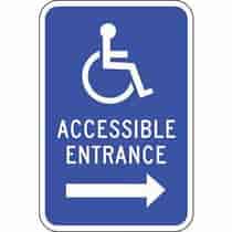 Accessible Symbol, Accessible Entrance with Right Arrow Sign