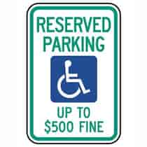 Reserved Parking Up To $500 Fine - West Virginia ADA Sign