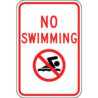 No Swimming w/ Symbol Sign