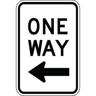One Way w/ Left Arrow Sign