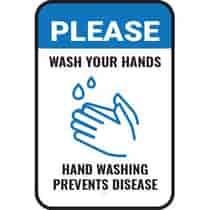 Please Wash Your Hands Blue on White Sign