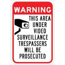 Warning This Area Under Video Surveillance Sign