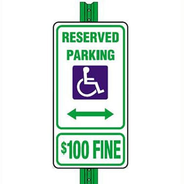 Accessible Symbol Reserved Parking with Fine Sign