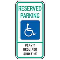 Reserved Parking Permit Required $100 Fine - Montana ADA Sign