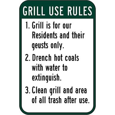 Grill Use Rules Sign