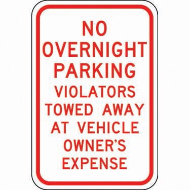 No Overnight Parking Violators Towed Away At Vehicle Owner'S Expense