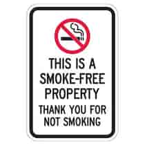 This Is A Smoke-Free Property Thank You For Not Smoking Sign