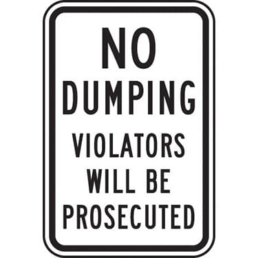 No Dumping Violators Will Be Prosecuted